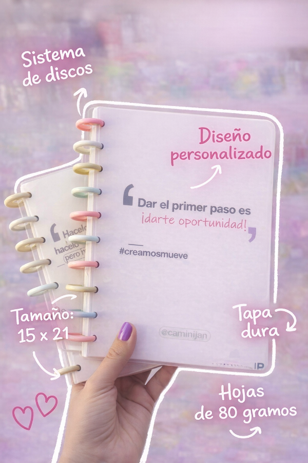 Producto - Cuaderno A5 Tapa dura sistema de discos cristalino