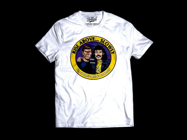 REMERA RISE ABOVE SLOWLY - BLACK FLAG BLACK SABBATH X JVAN MACHADO — imagen 2