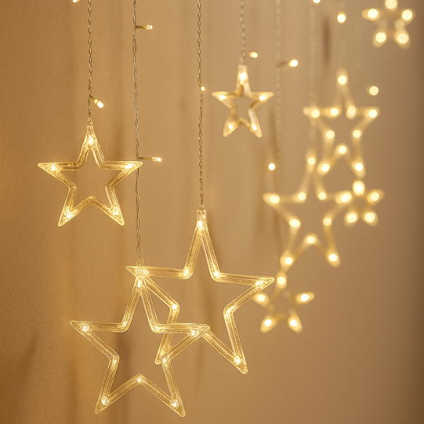 Producto - Cortina luz led estrellas cálida 3mts