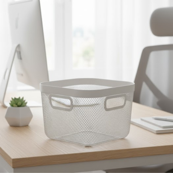 Producto - CANASTO ORGANIZADOR METALICO 24X24 BLANCO
