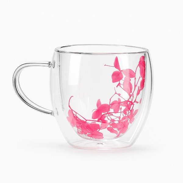 Producto - Taza Doble Pared Vidrio 250ml Rosa