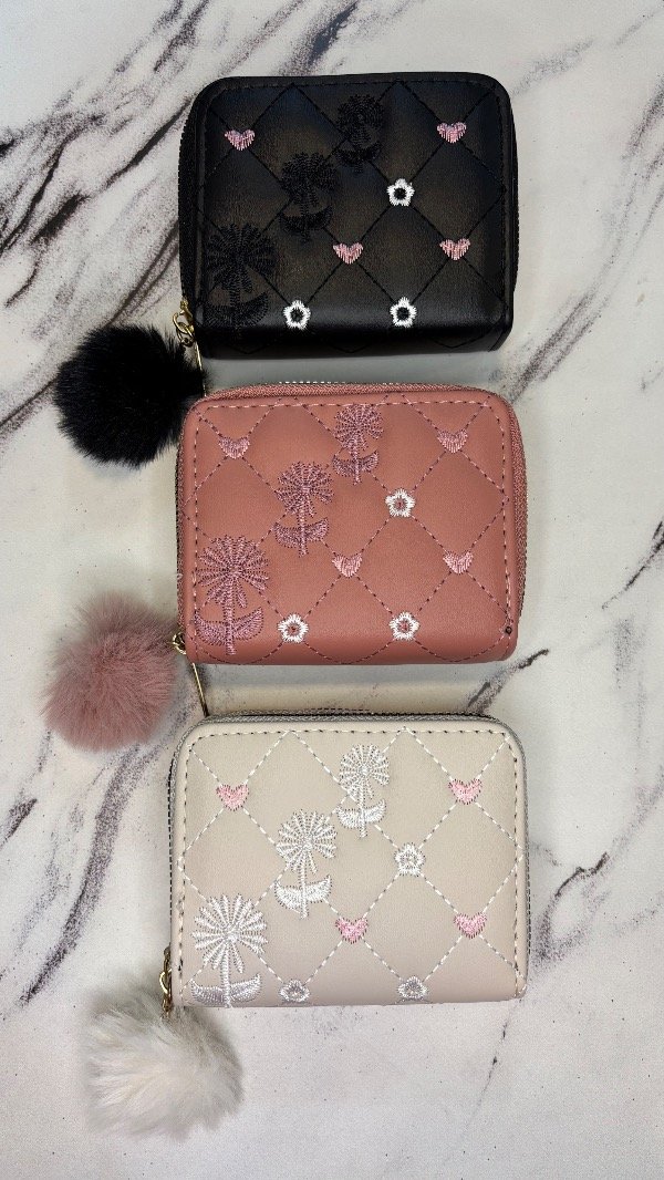 Producto - Billeteras pompón chicas doble cierre