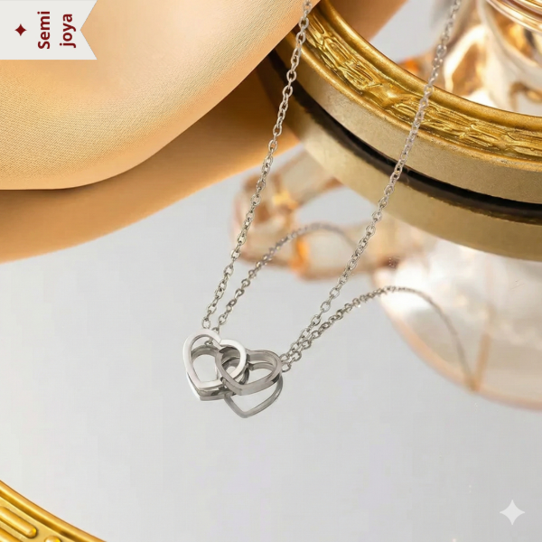 Producto - Cadena Dos corazones Silver