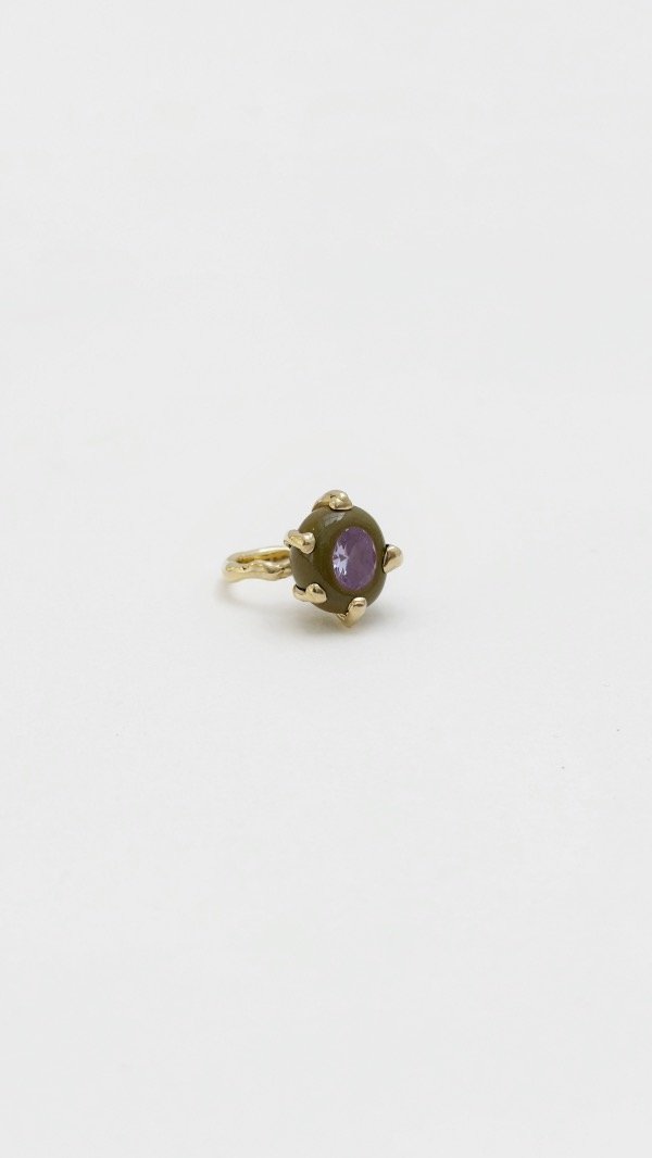 Producto - Anillo oliva con piedra lila (dorado) - 2