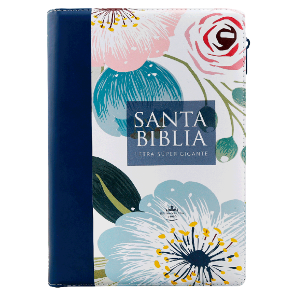 Producto - Biblia Reina Valera 1960 Letra Súper Gigante Azul Con Flores