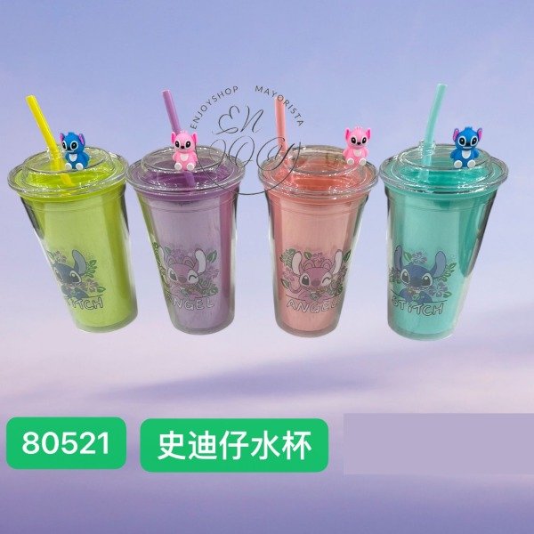 Producto - BOTELLA VASO CON SORBETE CON FIGURA STITCH