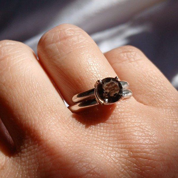 Producto - Anillo Plata 925 Cuarzo Ahumado Ajustable - 0