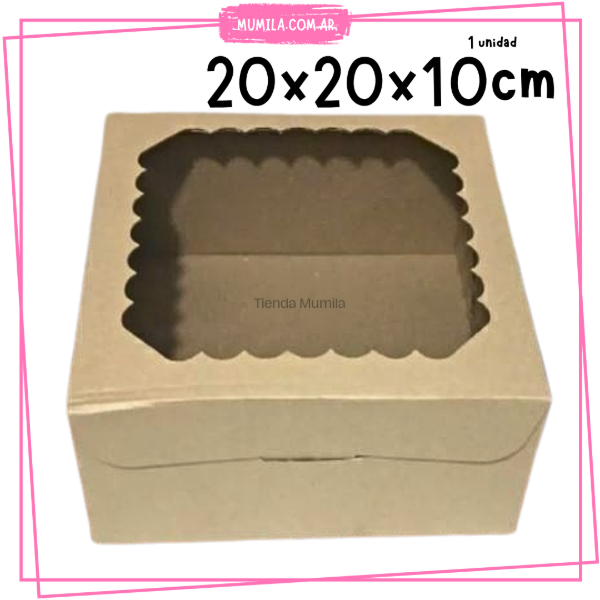 Producto - Caja Torta Tarta 20x20x10cm Visor KRAFT