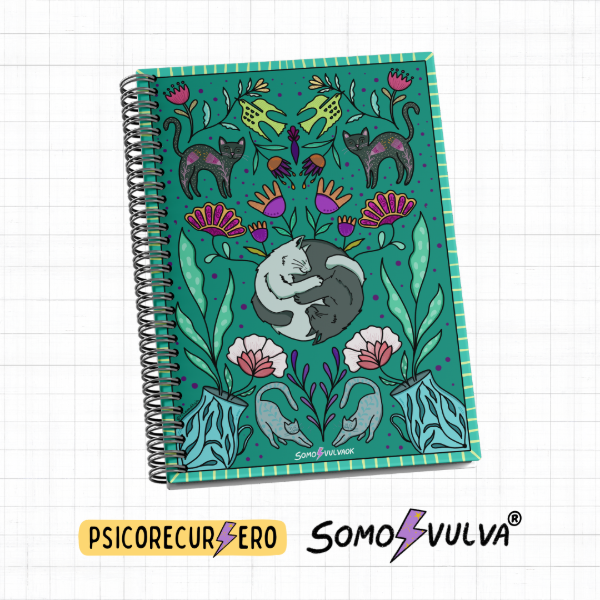Producto - CUADERNO A5 Michis y flores