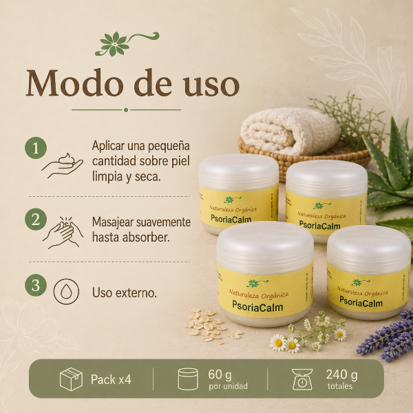 Producto - Pack 4 Cremas para Psoriasis PsoriaCalm - Tratamiento Natural Hidratante 240 g - 3