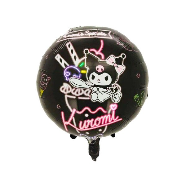 Producto - GLOBO REDONDO METALIZADO 18 PULG (45CM) KUROMI NEGRO X U