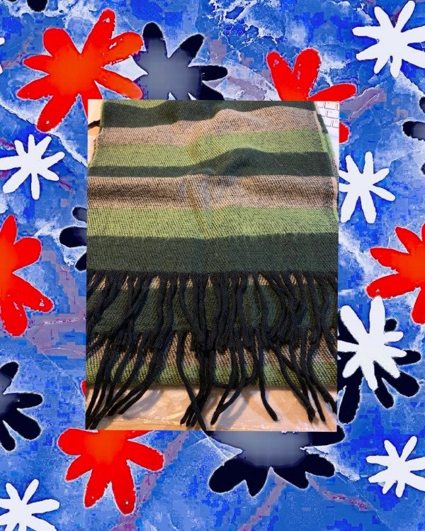 Producto - Bufanda ancha de lana rayada Verde