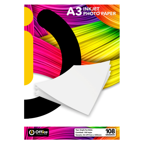 Producto - Papel Fotográfico Glossy A3 - 108gr x 100 Hojas - OFFICE
