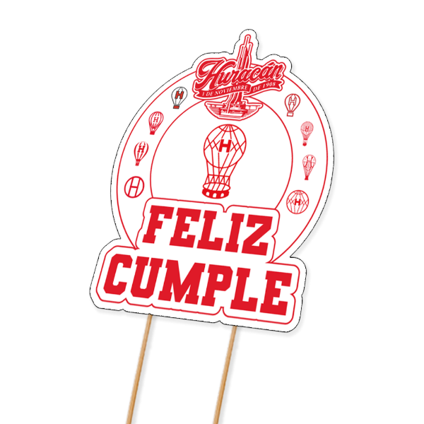 Producto - Topper Centro adorno Para Torta Simple Feliz cumple Huracan