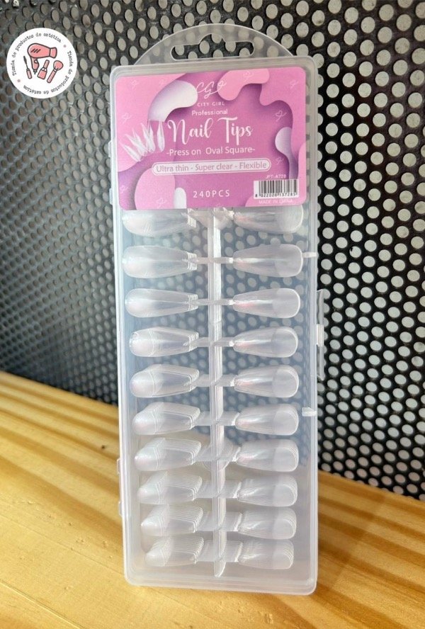 Producto - Tips soft gel gel City Girl OVAL - ultra finos transparente x240 unidades