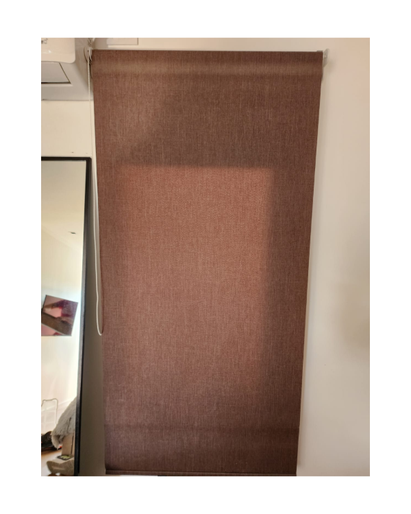 Producto - Cortinas Roller Sunscreen marrón con textura tipo lino x 2 / 190x80