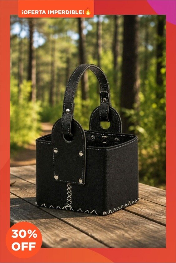 Producto - CANASTA MATERA  ECOCUERO REFORZADA PREMIUM - NEGRO