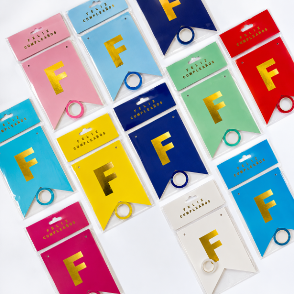 Producto - Banderín feliz cumple letras doradas - 0