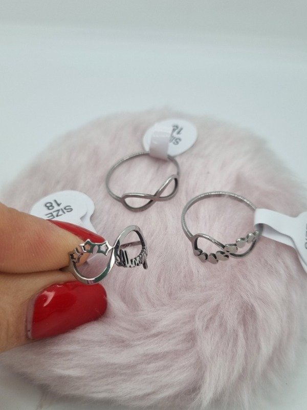 Producto - Anillos acero quirúrgico x3 surt infinito plano