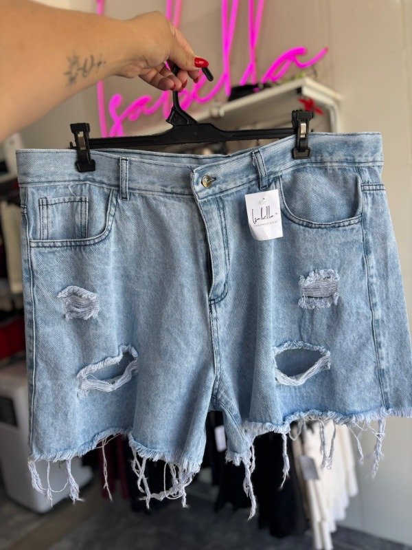 Producto - Short Celeste roturas TG