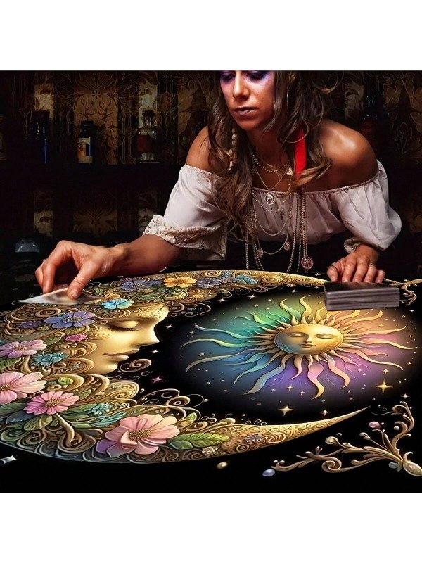 Producto - Paño de tarot con mandala sol y luna
