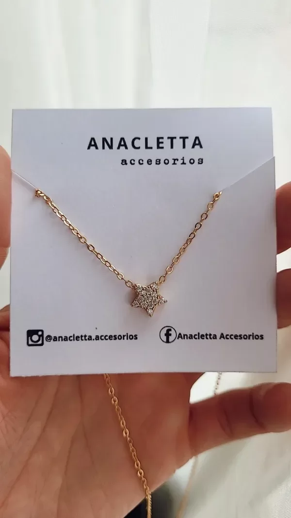 Producto - Gargantilla estrella pasante con cúbics - Enchapado en oro - 40 cm