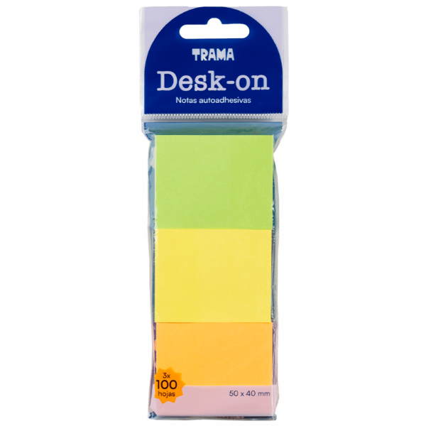 Producto - NOTAS ADHESIVAS TRAMA DESK ON 50 X 40 MM FLUO 3 X 100 HJS