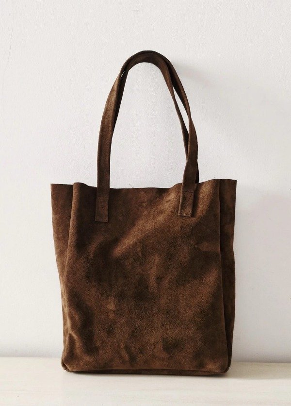Producto - Cartera Tote cuero gamuzado chocolate - 1