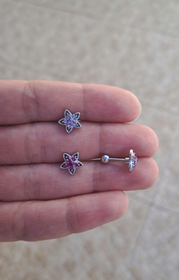 Producto - Piercing de Acero Helix Flor Grande con Strass Color (unidad)