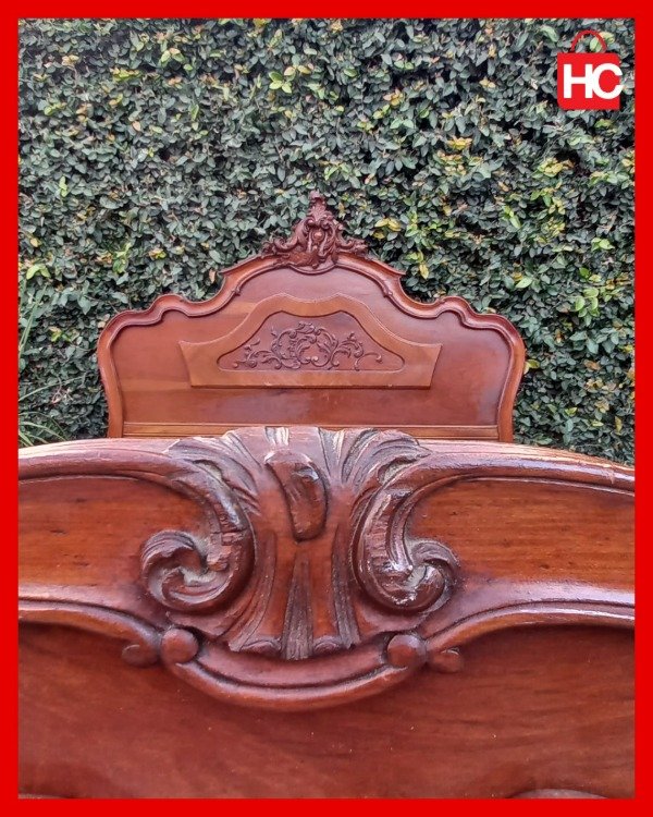 Producto - Cama de 2 plazas estilo Francés Luis XV / Provenzal en madera maciza tallada - 8