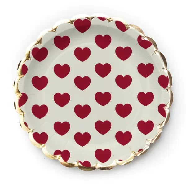 Producto - PLATO BEIGE CORAZON ROJO x 8U