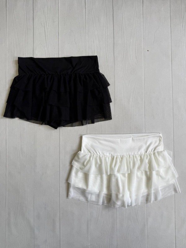 Producto - [4845] Short pollera tiro c/cintura bajo volados TUL