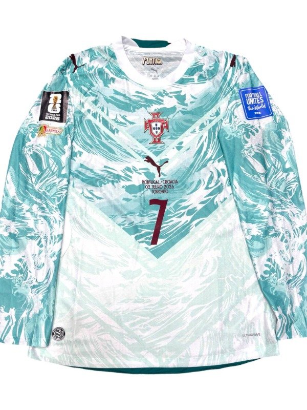 Producto - Portugal visitante 2026 Version Jugador Manga larga - 7 Ronaldo vs Croacia - 0