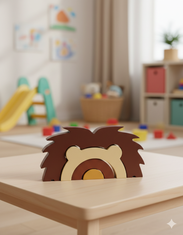 Producto - Leoncito de Madera en forma de arcoiris