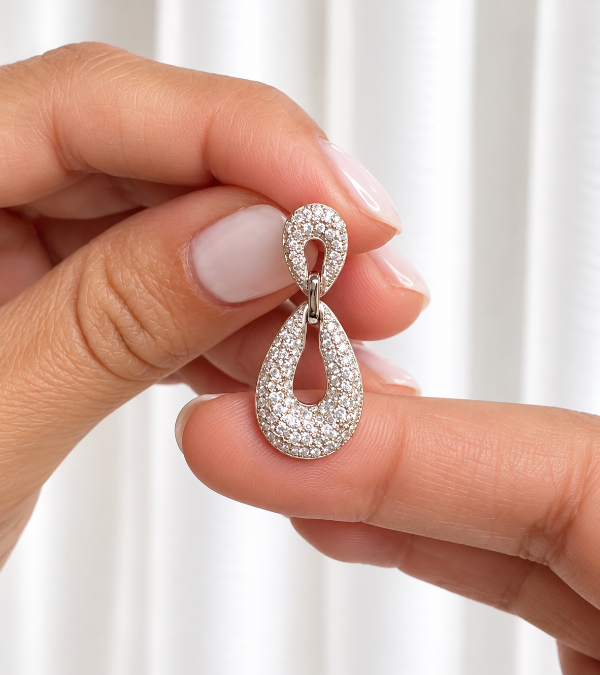 Producto - Aros DONATELLA Plata 925 micropave (2,4 cm ) - 0