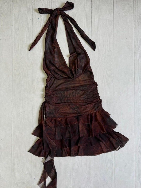 Producto - [7922] Vestido buche p/atara volados sirena tul sublimado