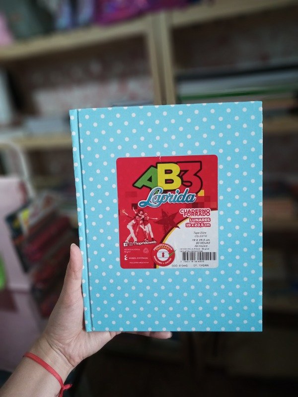 Producto - Cuaderno Laprida AB3 C/ Lunares x50h Celeste Rayado 19x23,5