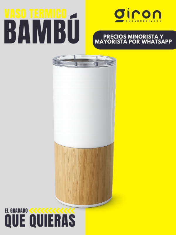 Producto - VASO TERMICO DE ACERO + BAMBÚ