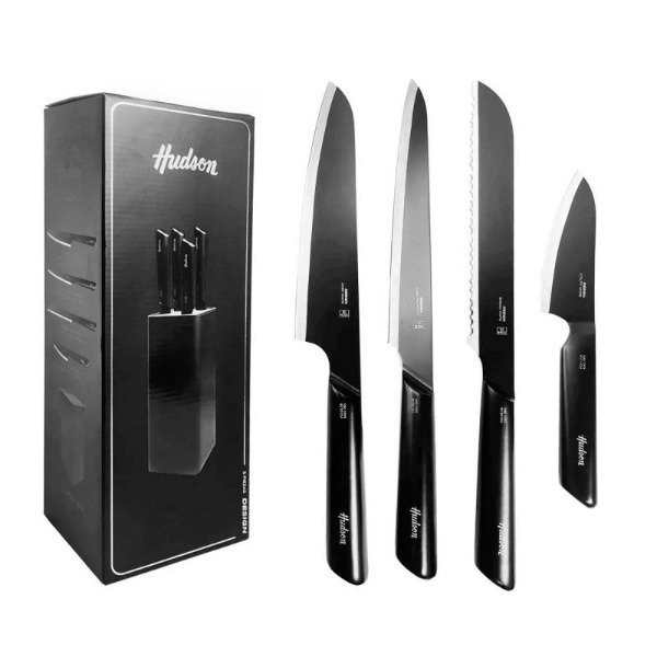 Producto - Set x 4 cuchillos cocina Hudson Desing c/ soporte