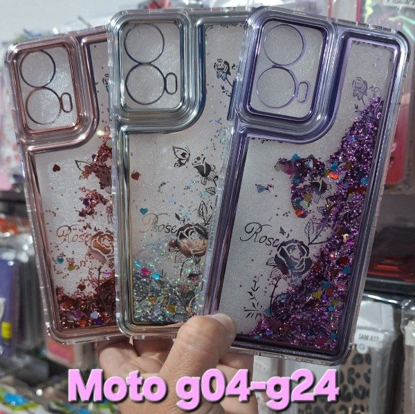 Producto - Fundas diseño glitter con agua. Moto g04-g24
