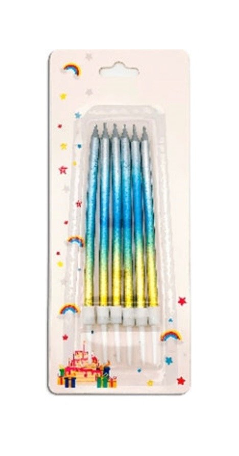 Producto - VELA DEGRADE X 6 plata azul dorado