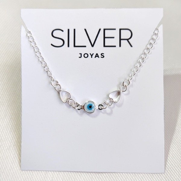 Producto - Pulsera ojito turco y corazones calados AB