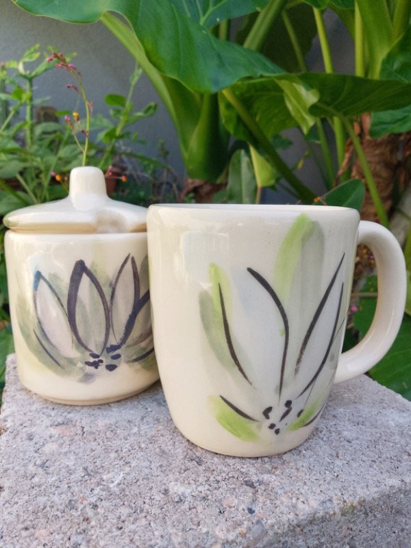 Producto - Taza y azucarera Flor