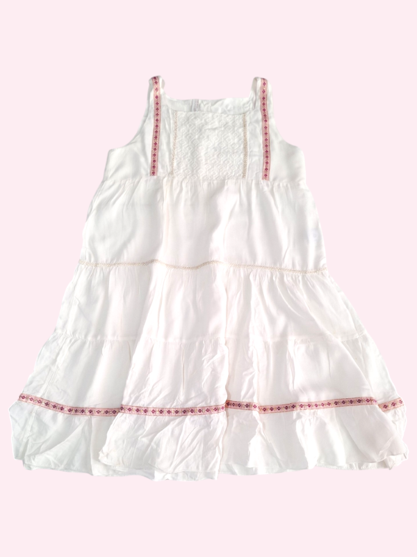 Producto - Solero blanco con guarda rosa y dorada Advanced 7/8 años