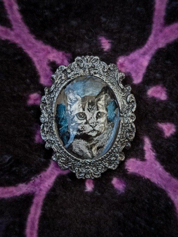 Producto - Imán camafeo ilustración retrato gato atigrado