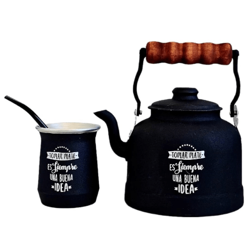 Producto - COMBO MICRO PAVA Y MATE ALUMINE GRABADO