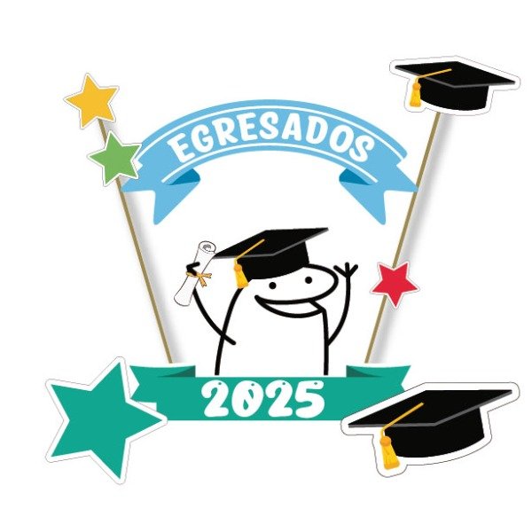 Producto - TOPPER PARA TORTA EGRESADITOS JARDIN + BANDERÍN EGRESADOS 2025