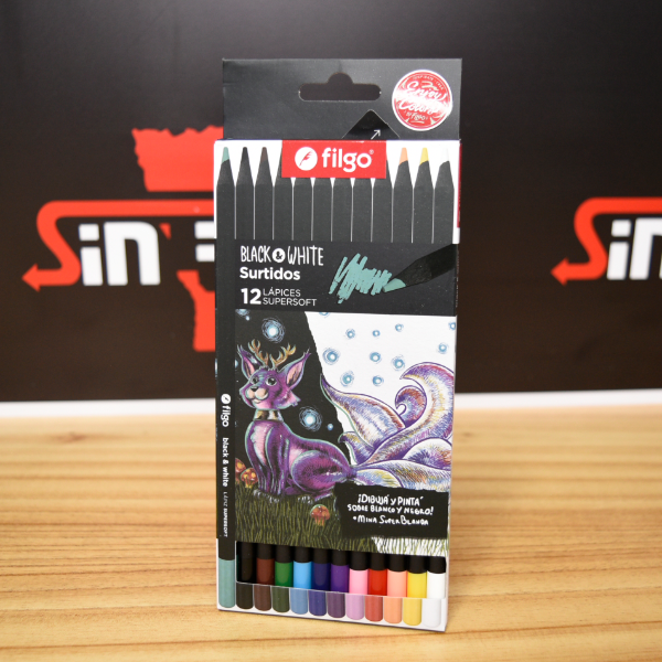 Producto - LAPICES DE COLORES DE MADERA BLACK y WHITE PN501-E