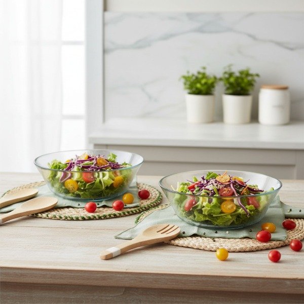 Producto - SET DE 2 ENSALADERAS DE VIDRIO AQUAMARINE 1.6L 7X23CM