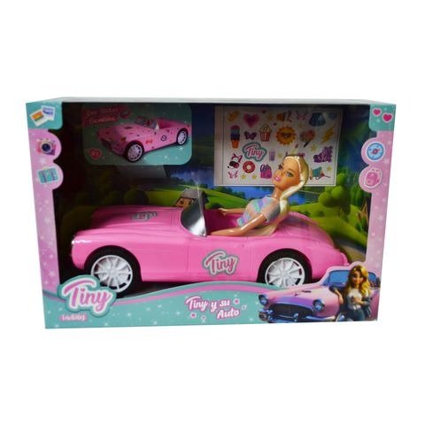Producto - MUÑECA TINY CON AUTO CONVERTIBLE EN CAJA COLOR CELESTE 38X25X15CM